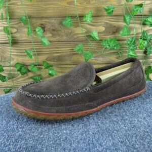 LL Bean Mountain Slipper Scuffs Fleece Lined Brown Suede Slip On Men's Size‎ 10